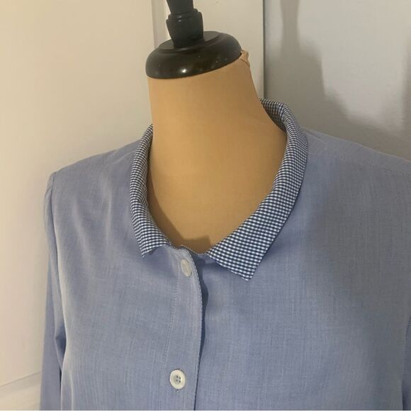 Nina Mclemore 100% Cotton Light Blue Button Down Collared Dress Shirt - Picture 2 of 7